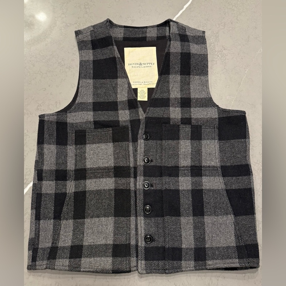Denim & Supply Buffalo Plaid Wool Blend Vest
